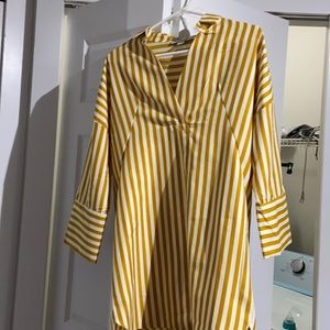 Long sleeve mustard yellow shirt dress